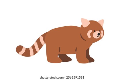 Red panda cartoon clipart. Lesser panda vector illustration in flat style. Hand-drawn wild animal concept