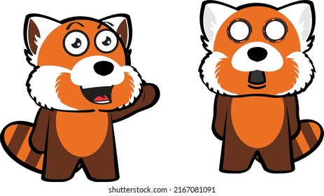 red panda cartoon expressions pack illustration in vector format