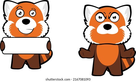 red panda cartoon expressions pack illustration in vector format