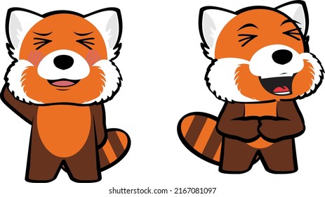 red panda cartoon expressions pack illustration in vector format