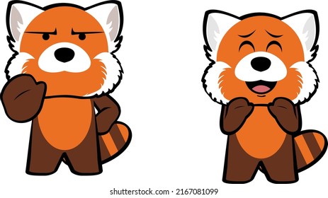 red panda cartoon expressions pack illustration in vector format