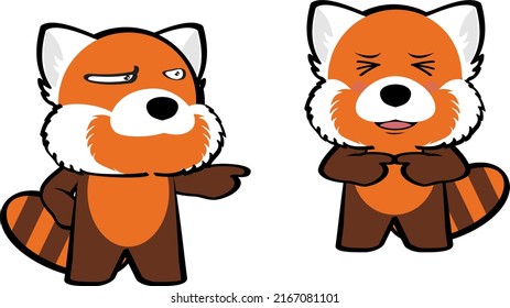 red panda cartoon expressions pack illustration in vector format