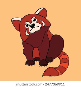 Red panda in cartoon style vector image