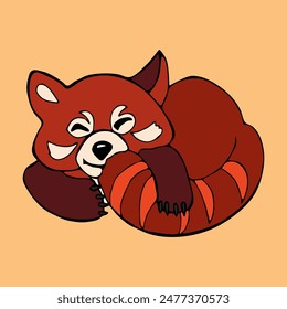 Red panda in cartoon style vector image