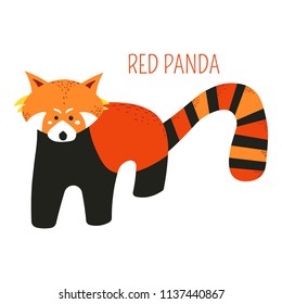 Red panda cartoon vector South East Asia animal