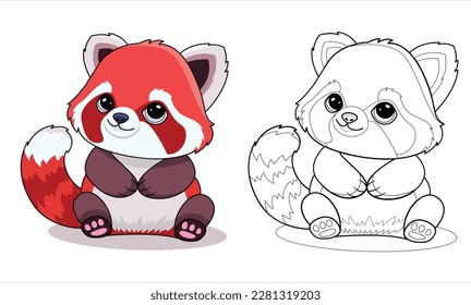 red panda children's coloring vector