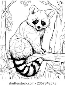 Red Panda coloring page line art