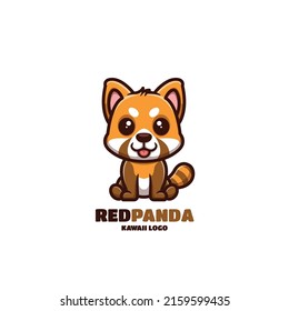 Red Panda Cuite Kawaii Creative Cartoon Mascot Logo