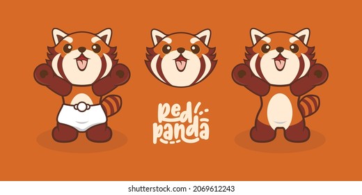 panda rojo lindo personaje con dos manos arriba