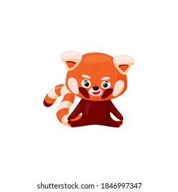 Red panda doing split. Cute baby red panda stretching out isolated in white background. Vector illustration in cartoon style