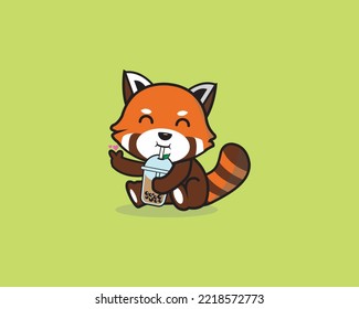 Red Panda Drink Boba Icon