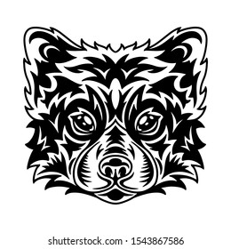 Red panda face. Design idea for t-shirt print in vintage monochrome style. Design element for poster, card, banner. Vector illustration.