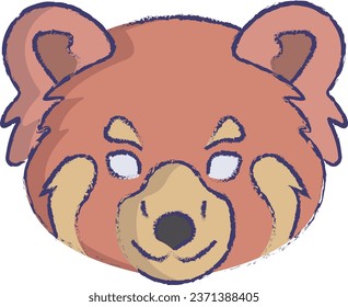 Red Panda face hand drawn vector illustration