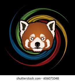 Red Panda Face head designed on spin wheel background graphic vector.