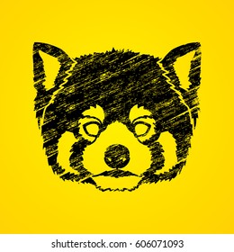 Red Panda Face head designed using grunge brush graphic vector.