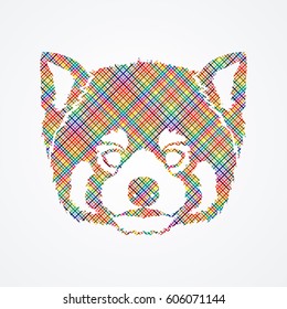 Red Panda Face head designed using colorful pixels graphic vector.