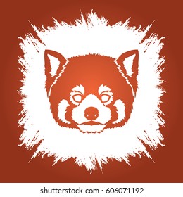 Red Panda Face head designed on grunge frame background graphic vector.