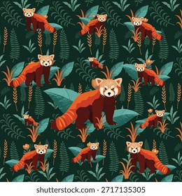 Red Panda Forest Pattern and Red Panda Textile Pattern