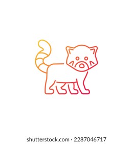 Red panda gradient linear vector icon. Wildlife in Nepal. Endangered species. Lesser panda living in mountains. Thin line color symbol. Modern style pictogram. Vector isolated outline drawing