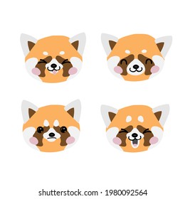 
red panda head emotion on the white background