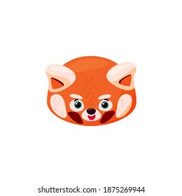 Red panda head as happy emoji. Happiness expression. Vector illustration of animal in cartoon style