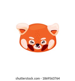 Red panda head. Naughty face expression. Vector illustration of smiley animal in cartoon style