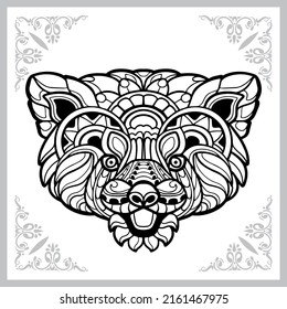 red panda head zentangle arts. isolated on white background.