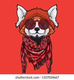 Red Panda with hipster fashion style