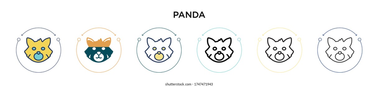 Red panda icon in filled, thin line, outline and stroke style. Vector illustration of two colored and black red panda vector icons designs can be used for mobile, ui, web