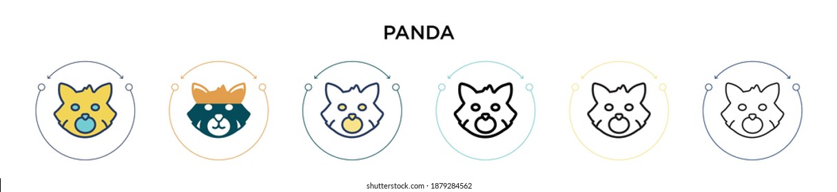 Red panda icon in filled, thin line, outline and stroke style. Vector illustration of two colored and black red panda vector icons designs can be used for mobile, ui, web