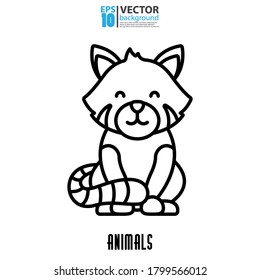 Red Panda icon, outline vector. Animal concept. Eps 10 vector illustration.