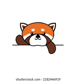 Red panda illustration. Kawaii character design. Cute background. Vector graphic illustration.