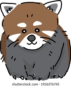 Red panda illustration rough cute kawaii 