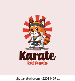 Red Panda Karate Creative Cartoon Character Logo