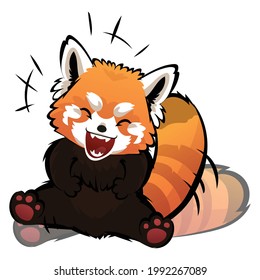 Red Panda Laughing Vector Illustration