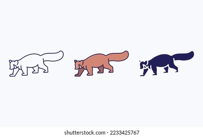 Red Panda line and glyph icon, vector illustration