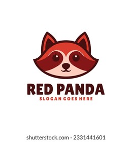 Caricatura de mascota de diseño del logo del panda rojo