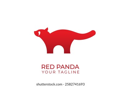 Red panda logo design, red panda silhouette vector with gradient