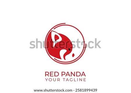 Red panda logo design, red panda silhouette vector with gradient