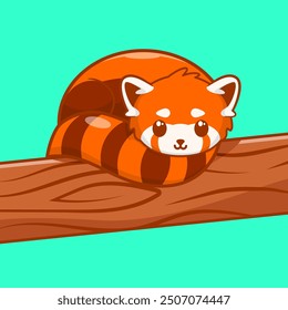 a red panda lying on a tree branch