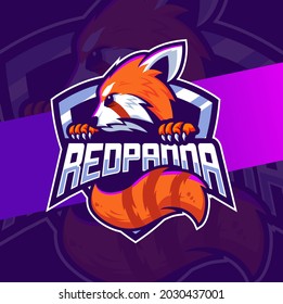 red panda mascot character logo design for game and sport logo