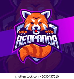 red panda mascot character logo design for game and sport logo