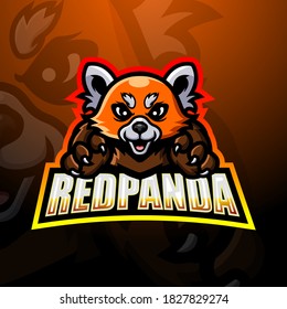 Red panda mascot esport logo design