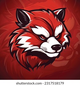 Logo de la Mascota del Panda Rojo: Ilustración vectorial con concepto moderno para impresión de tarjetas, emblemas y camisetas