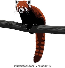 Red panda perched on a branch in a serene setting