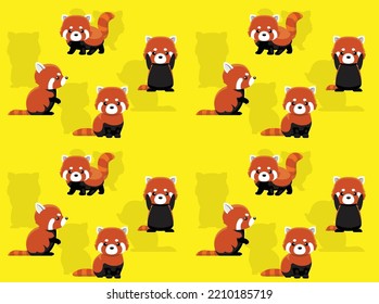 Red Panda Poses Cute Character Seamless Wallpaper Background
