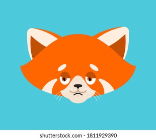 Red panda sad emoji. Wild animal sorrowful. Beast dull. Vector illustration