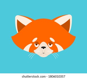 Red panda sick emoji. Animal ill emotions. Beast vector illustration 