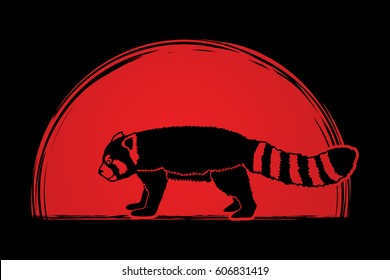 Red Panda side view designed on sunlight background graphic vector.