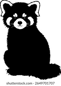Red Panda Silhueta Vetor Sentado Vida Selvagem Clipart